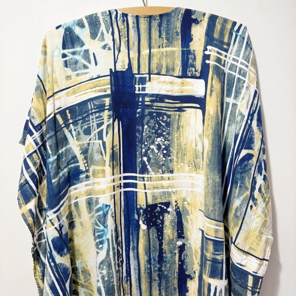 Jams World 60 Year Anniversary Kimono Jacket One Size Blue Abstract Art Hawaiian - Picture 10 of 14